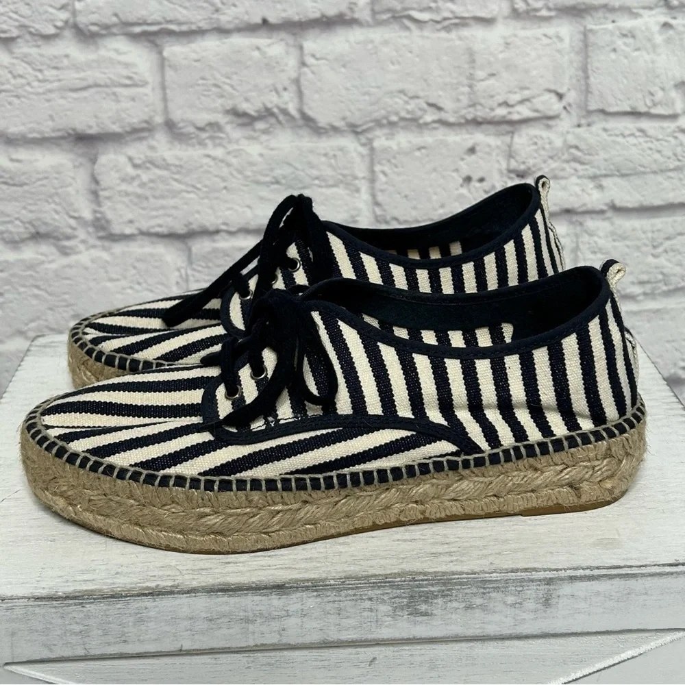 Loeffler Randall Alfie Navy Striped Espadrille Sneakers